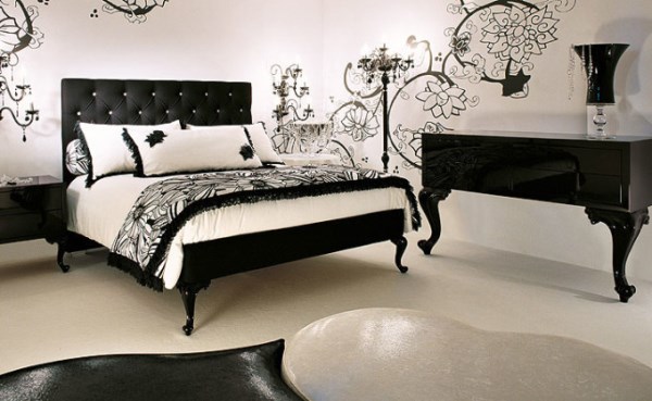 Стильная черно-белая спальня