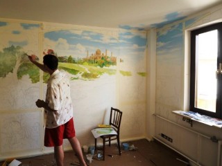 Акриловые рисунки на стенах: как сделать роспись